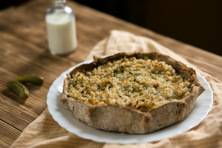 Quiche On White Ceramic Plate