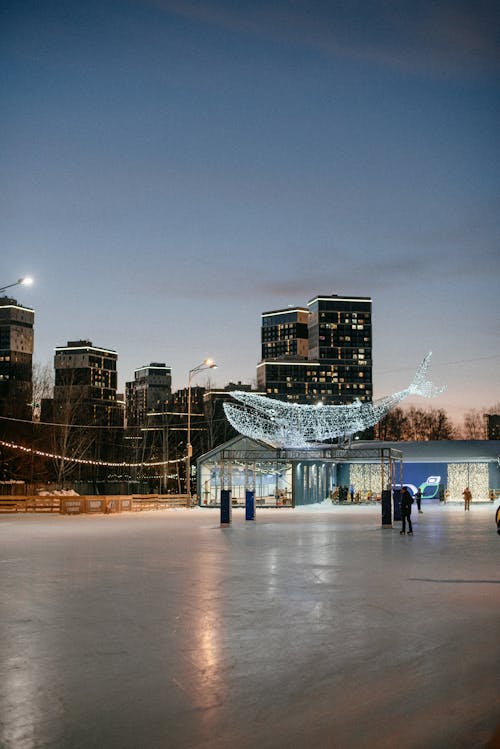 Whale on Square in Evening