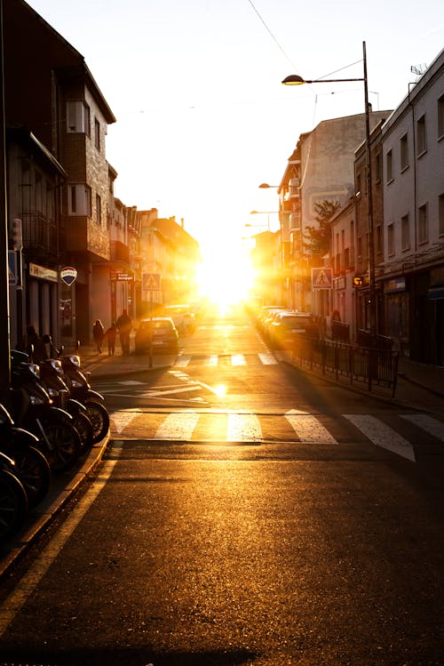 Scenic View of Street during Sunset