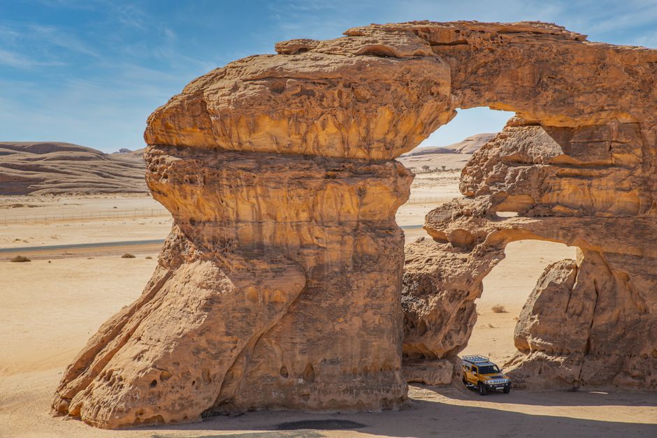 Ancient Nabataean tombs at Hegra in AlUla, Saudi Arabia