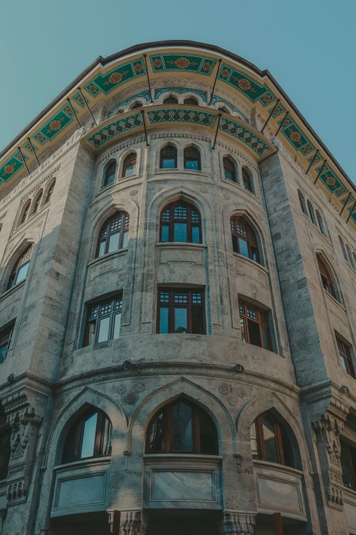 Free View of a historic Ottoman-style building in Istanbul, showcasing intricate architectural details. Stock Photo
