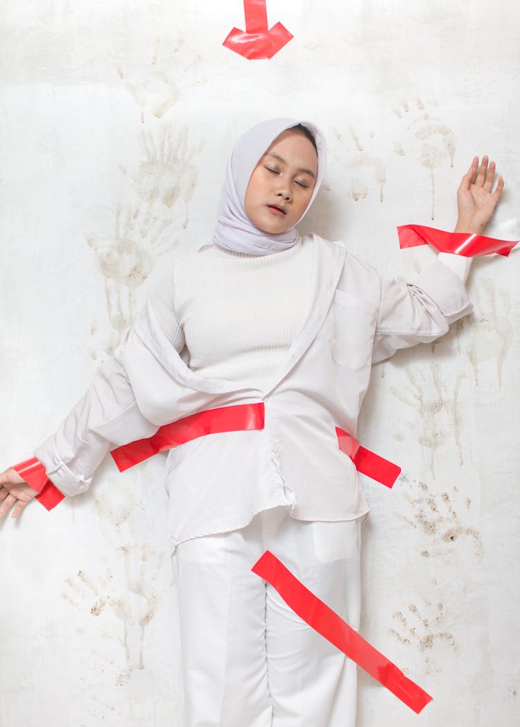 Woman Taped With Tape