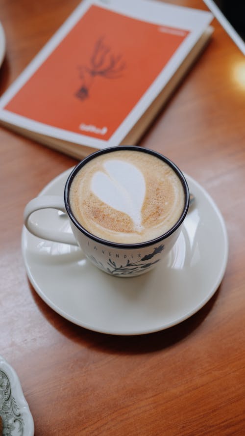 Free Latte Coffee in a Ceramic Cup Stock Photo