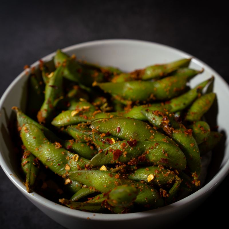 Air Fryer Spicy Edamame with Gochugaru and Sesame Oil