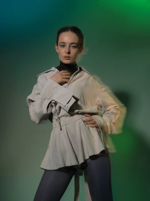 Double Exposure Photo of Model on Fashion Photoshoot