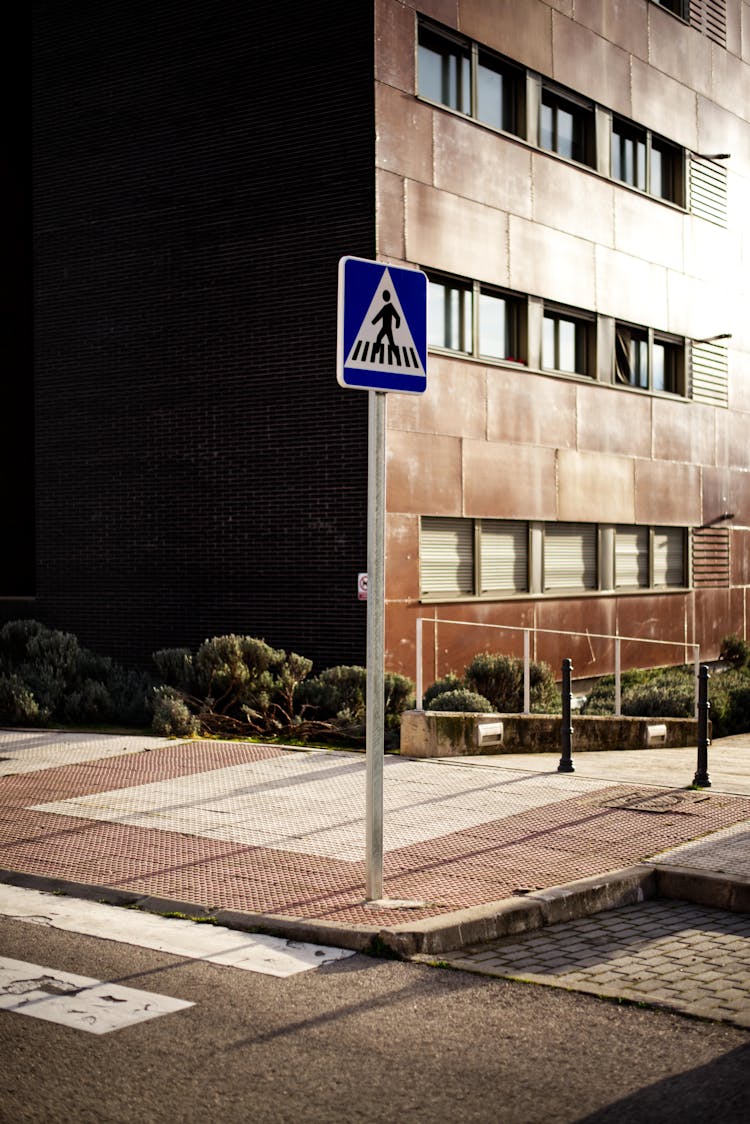 Zebra Crossing Road Sign At Intersection