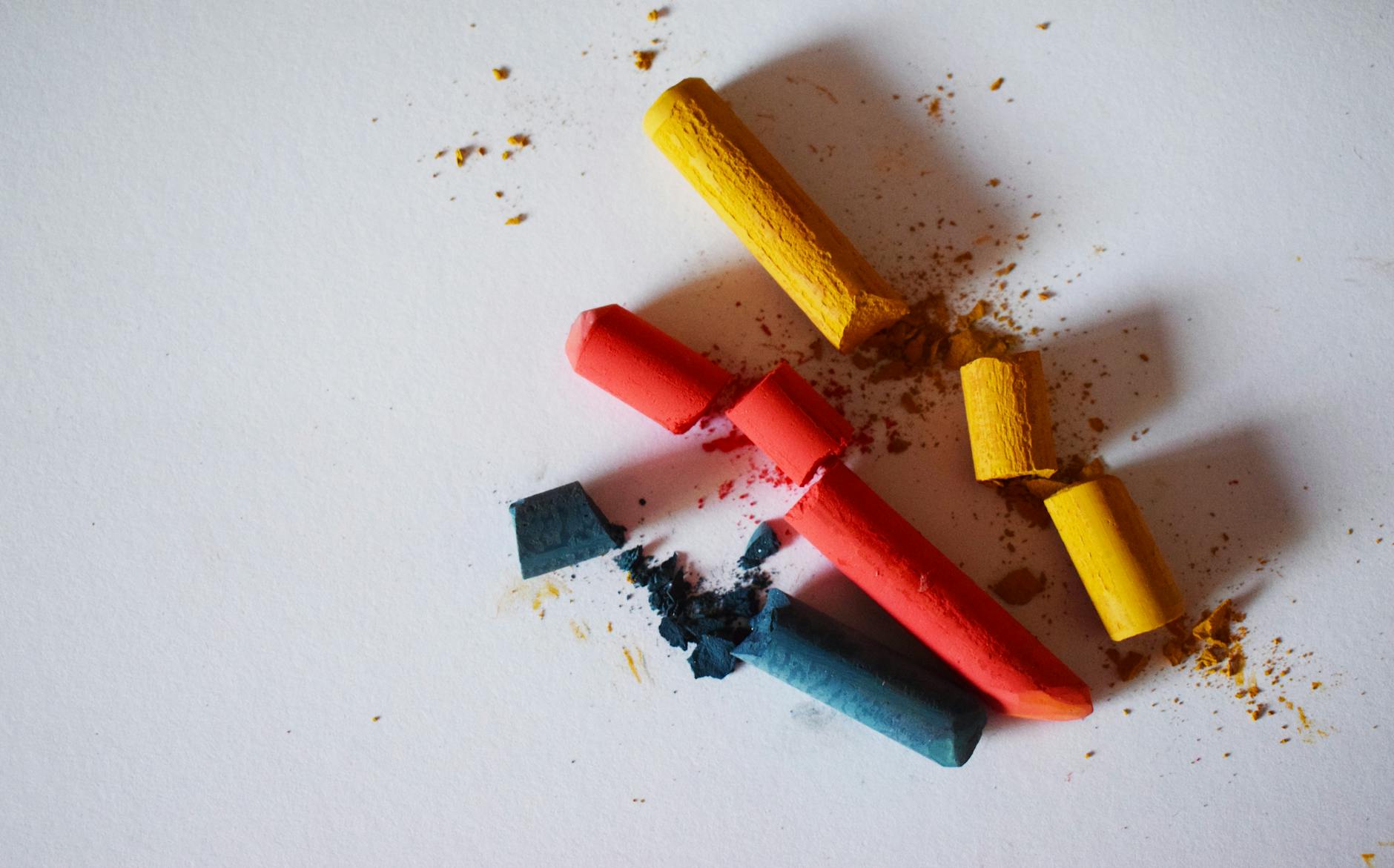Broken chalk is still chalk.^[[Image](https://www.pexels.com/photo/blue-red-and-yellow-chalk-1107495/) from [Pexels](https://www.pexels.com/)]