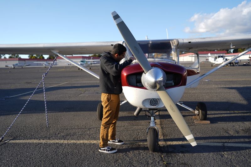Light aircraft maintenance inspection