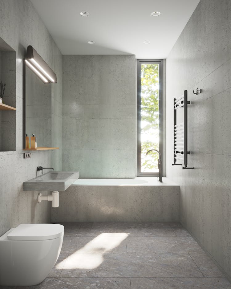 A Gray Themed Bathroom