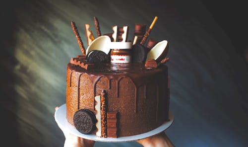 Free Chocolate Cake with Cookies on Top Stock Photo