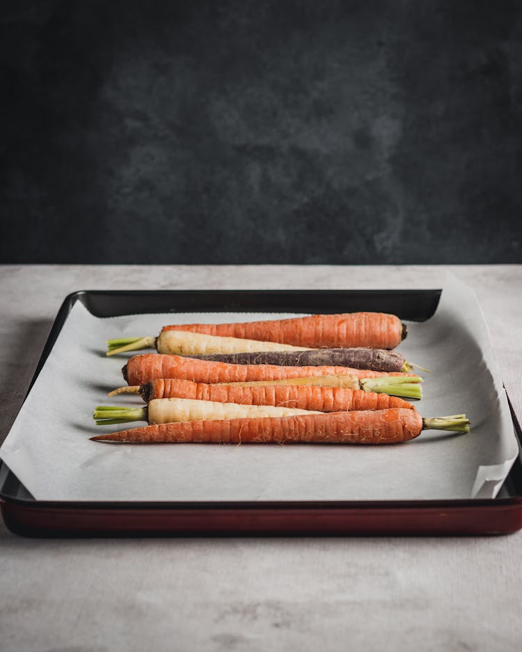 Carrots On Baking Sheet