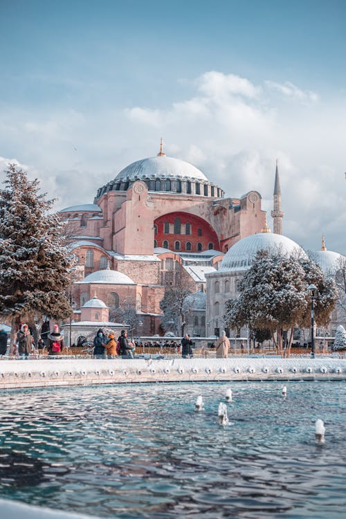 Facade of Hagia Sophia in Istanbul in Winter, Turkey 