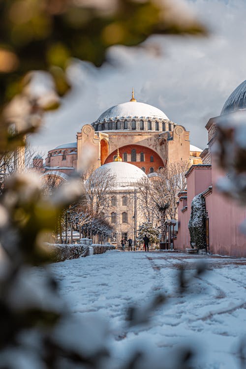 Hagia Sophia Mosque on a Snow Covered Ground