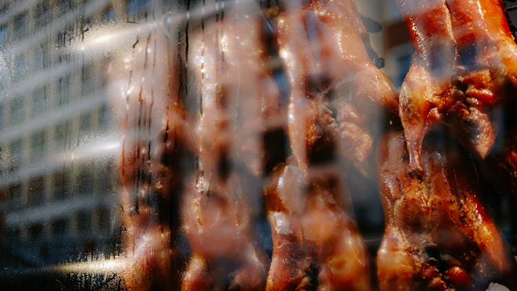 Meat Behind Butcher Store Window