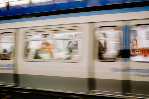 Fast Moving Train in Close-up Photography