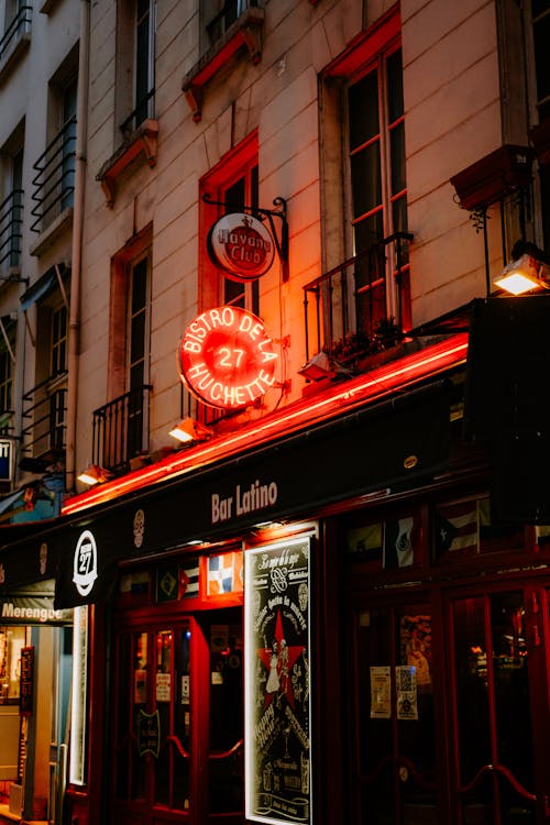 Neon Signage Outside the Bar