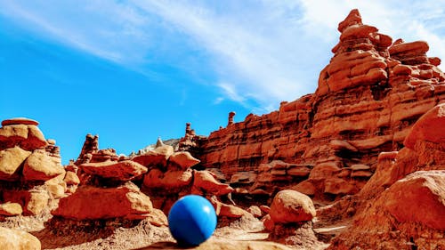 Free Blue Stability Ball at Rocky Mountains Stock Photo