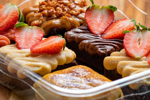 A Mouthwatering Pastries with Strawberry Topping on Baking Dish