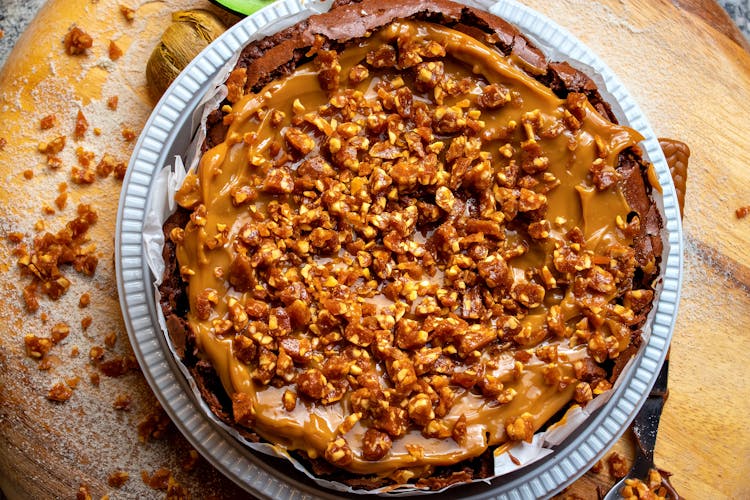 Pecan Pie On Round Serving Tray