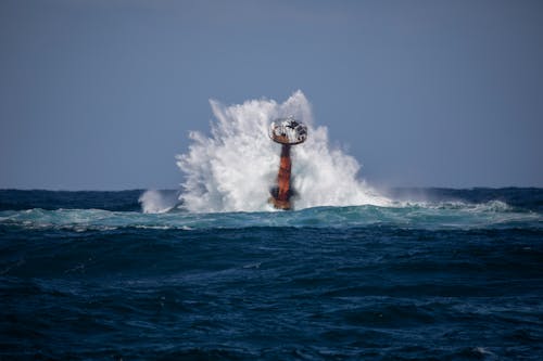 Water Crashing Around a Lighthouse