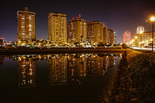Reflection of City Buildings on the River 