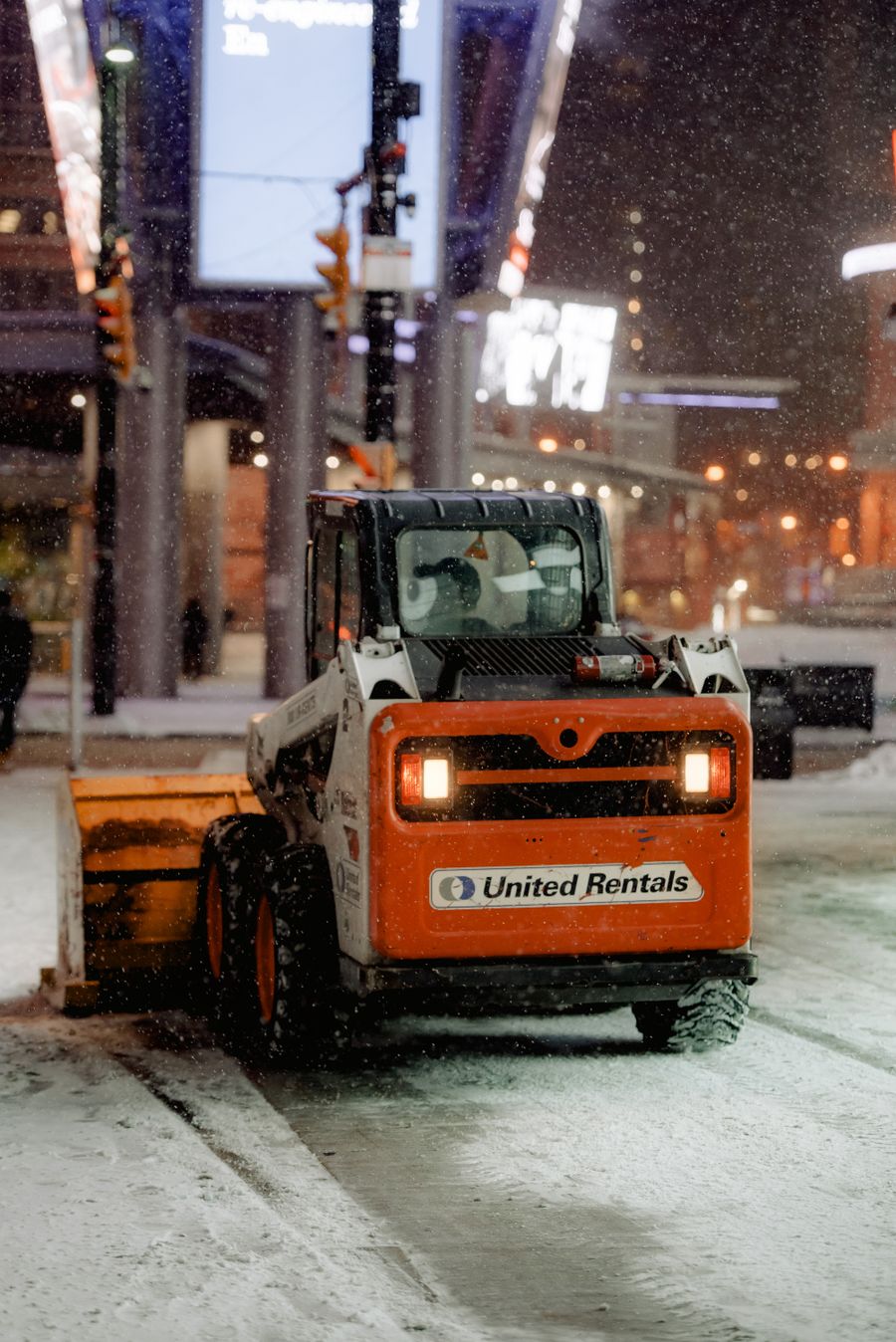 Night snow plowing