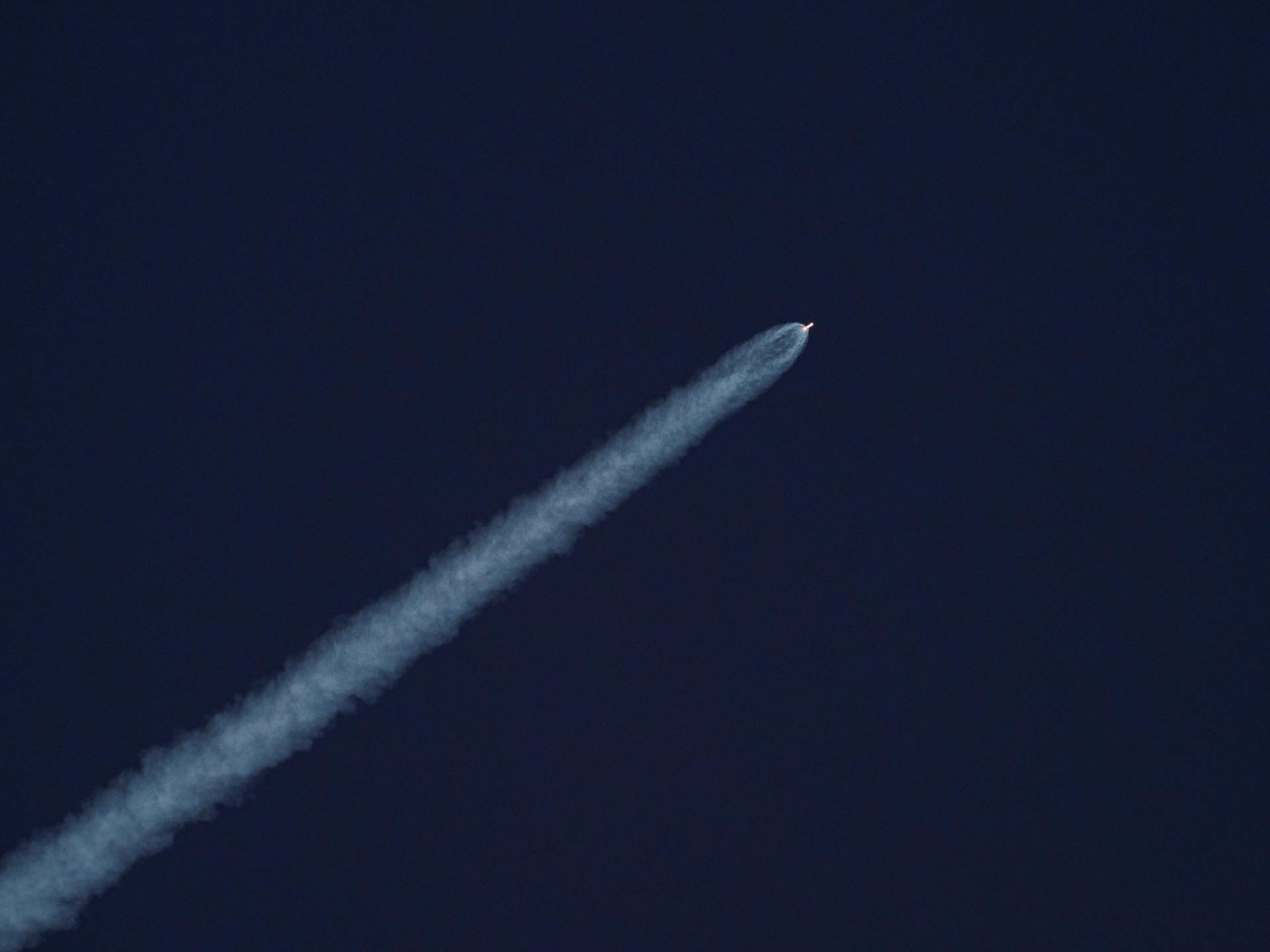 Rocket Launching Leaving Trail of Smoke