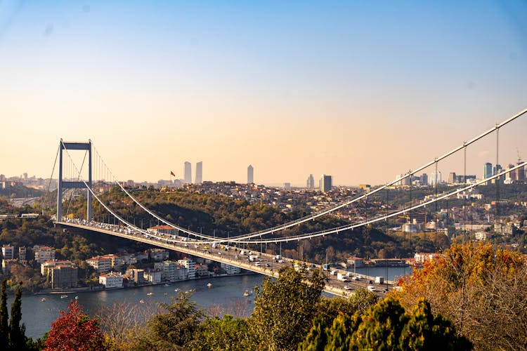 Fatih Sultan Mehmet Bridge Over The Bosphorus Strait, Istanbul, Turkey 