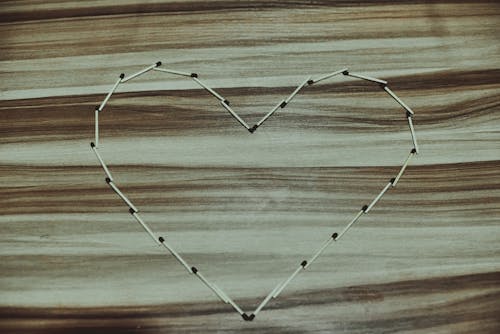 Heart Shaped Matchsticks on the Table