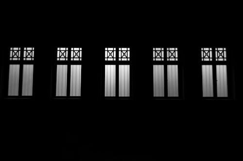 Free Glass Windows on a Dark Room Stock Photo
