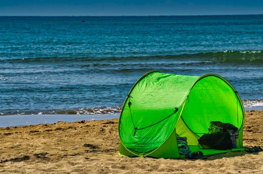 Green Dome Tent on Beach