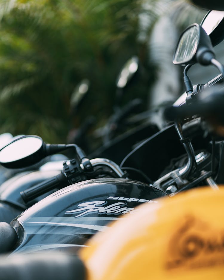 Motorcycles Parked In A Row 