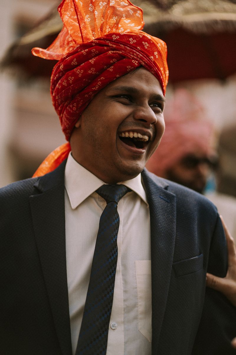 Groom in traditional turban at a wedding celebration