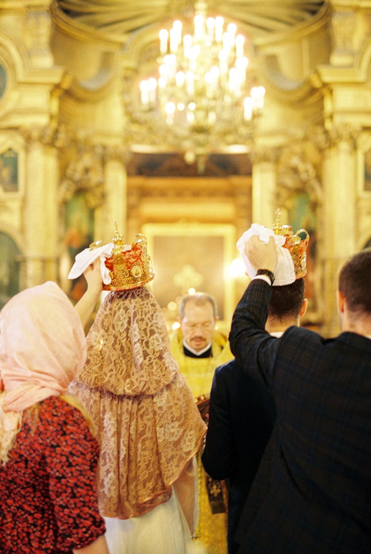 Otrhodox Wedding Ceremony In Saint Andrews Cathedral In Saint Petersburg, Russia