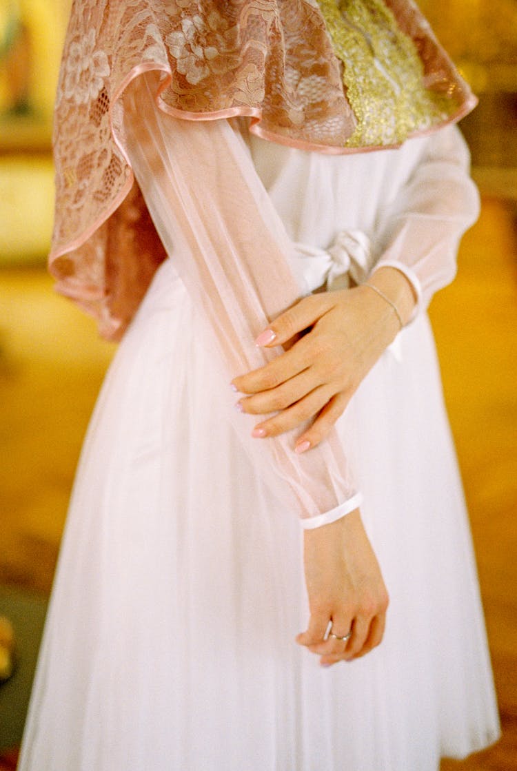 Orthodox Bride In Wedding Dress And Veil