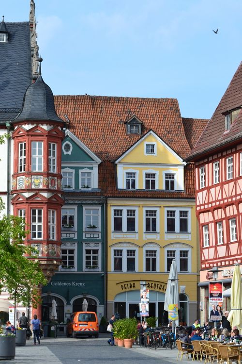 Free Explore the vibrant architecture of Coburg, Germany's historic town square with colorful facades. Stock Photo