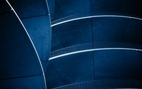 Blue and White Spiral Stairs