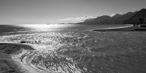 Foto d'estoc gratuïta de blanc i negre, escala de grisos, mar