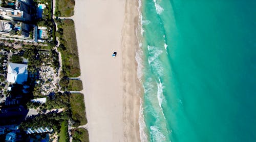 Free Birds Eye View of a Beach in Miami, Florida Stock Photo
