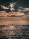 Boats on the Sea At Sunset