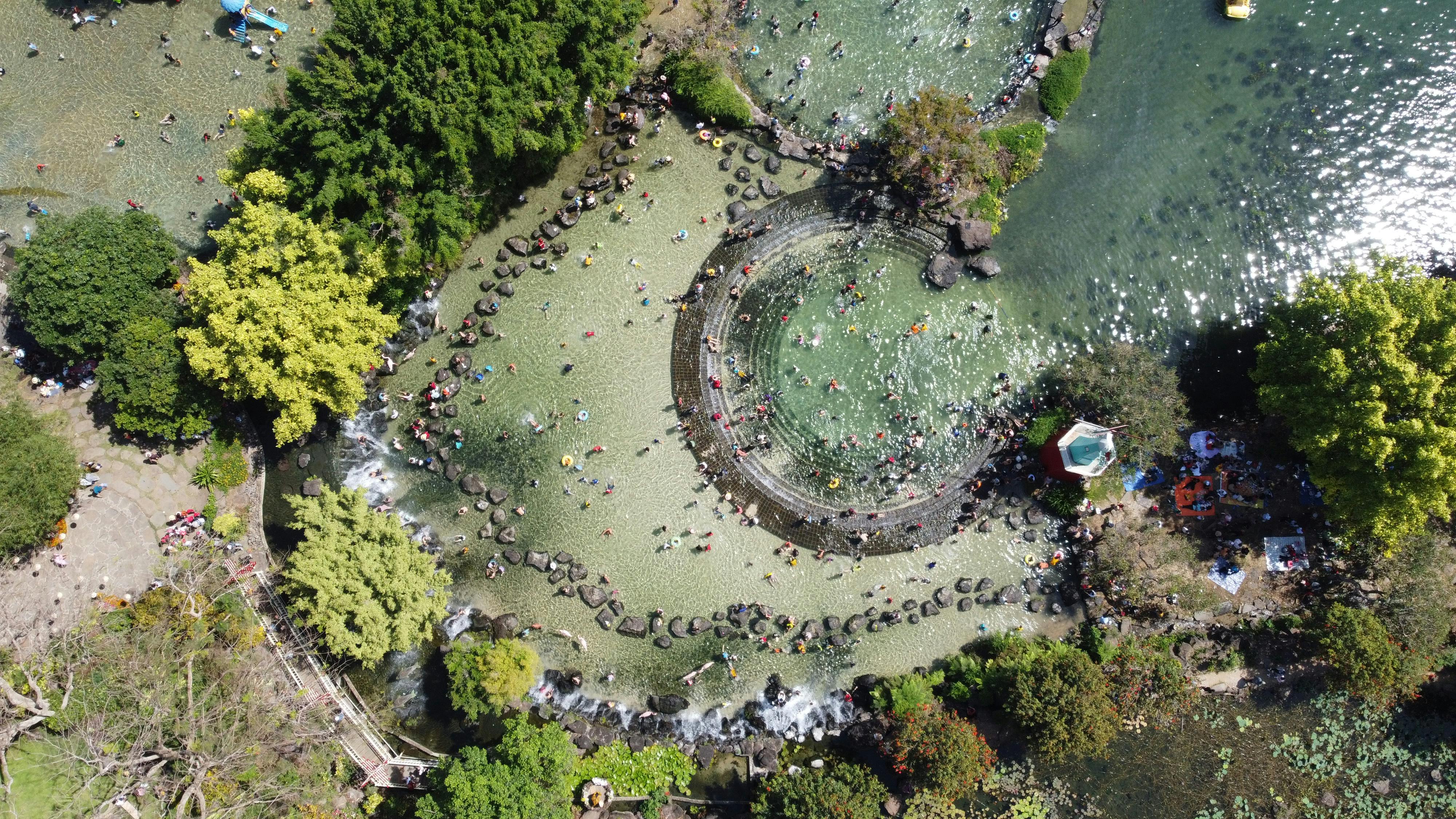 aerial shot of a nature resort