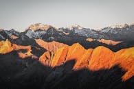 金色的夕阳照亮了雪山的壮丽景色