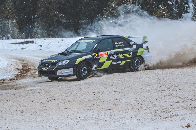 Subaru Impreza Drifting On A Snow 