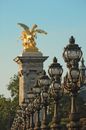 Gold Monument in Pont Alexander iii Deck Arch Bridge in Paris