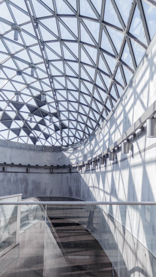 White Concrete Building with Glass Ceiling