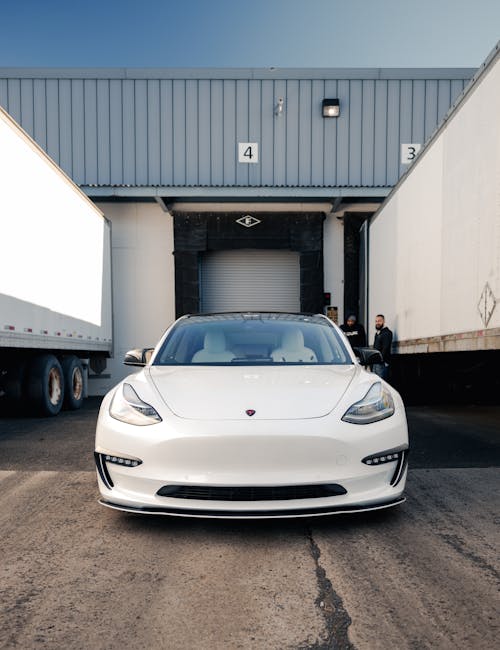 White Tesla Electric Car