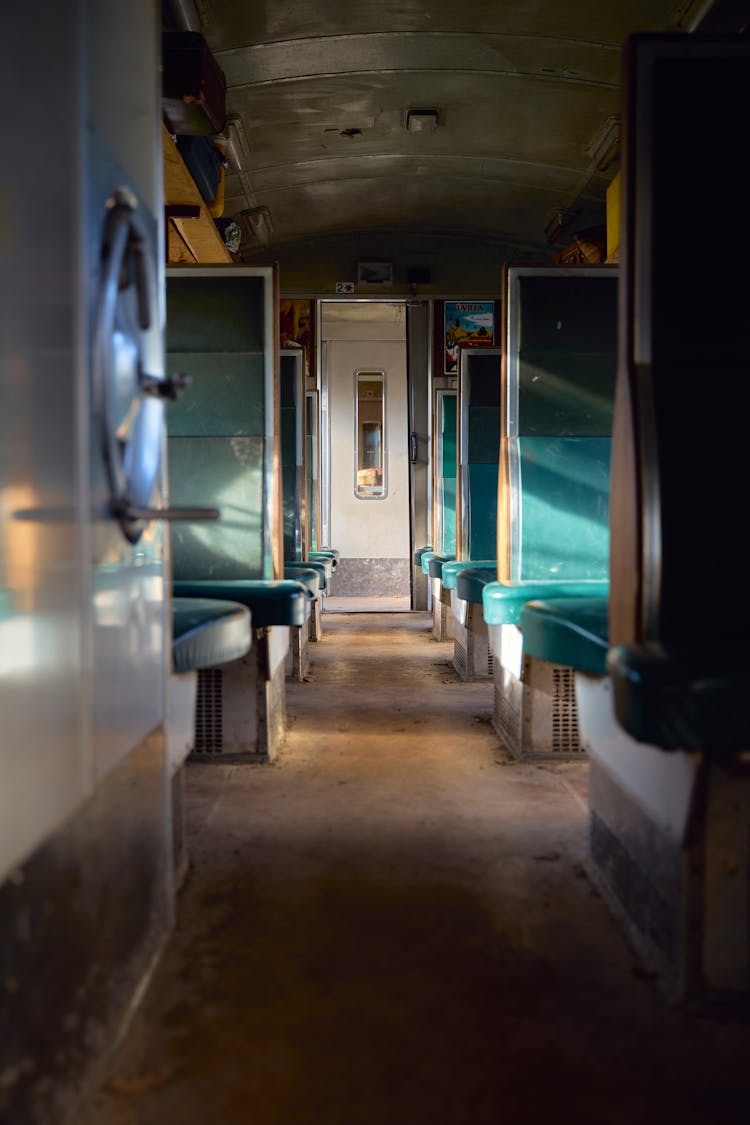 Empty Train Wagon With Leather Seats