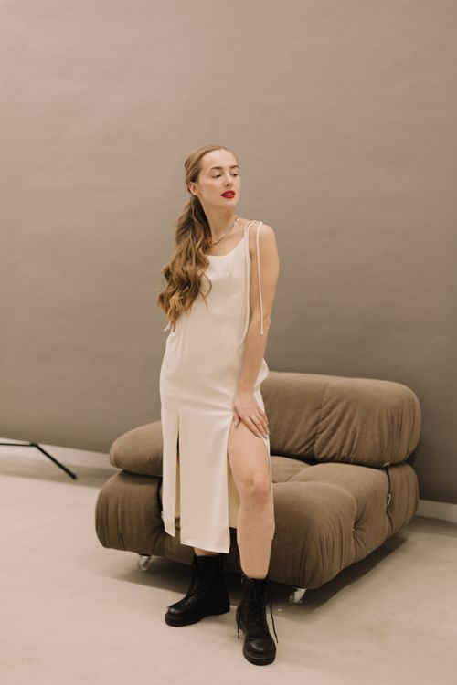 Woman Wearing White Dress and Black Boots Free Stock Photo Woman Wearing White Dress and Black Boots Free Stock Photo