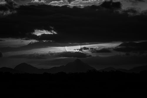 Silhouette of Mountains at Night