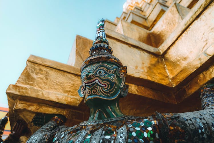 Colorful Hindu Statue Outside A Temple